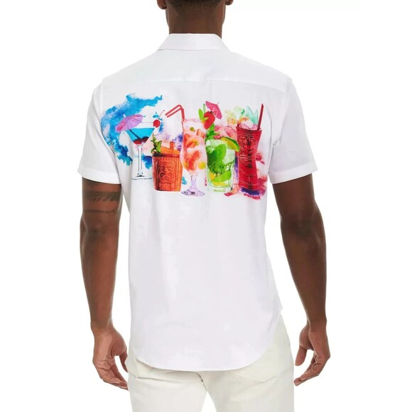 Robert Graham Splashdown Sport Shirt Men's 3XL White Multi Tiki Drinks Button-Up - Picture 2 of 16